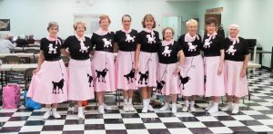Sandy Parsons designed and sewed the 1950s poodle skirt ensembles for the Madison Starlighters at Madison Senior Center. CONTRIBUTED