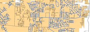 This map shows a section of Madison with streets outlined in blue that will have street sweeping. Old Madison Pike is near the center of this section. CONTRIBUTED
